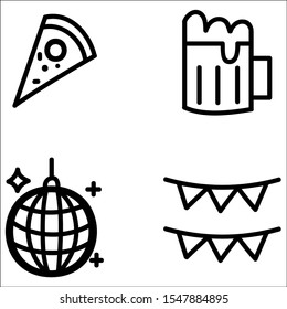 Set of party icons. Vector illustration.