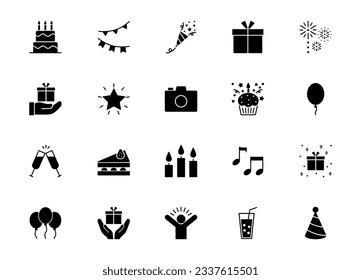 Set of party icons, vector illustration