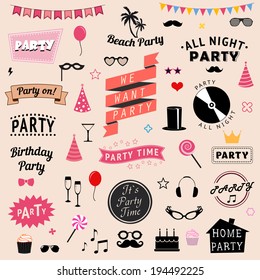 Set of party icons. Vector signs and symbols templates for your design.