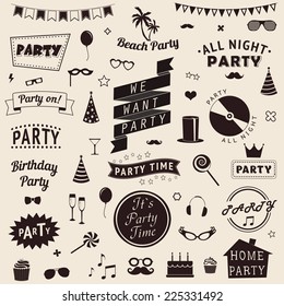 Set of party icons. Vector signs and symbols templates for your design.