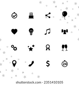 set of party icons. Web symbols for websites and mobile app. Modern symbols isolated on white background. Simple black signs. flat vector illustration