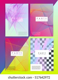 Set of party invitation template. Abstract Lines on bright background. abstract intertwined colorful lines. Background for Party Posters / Covers / Presentations / Brochures. Vector Illustration.