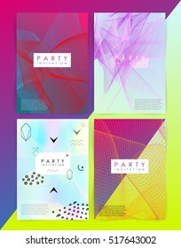 Set of party invitation template. Abstract Lines on bright background. abstract intertwined colorful lines. Background for Party Posters / Covers / Presentations / Brochures. Vector Illustration.