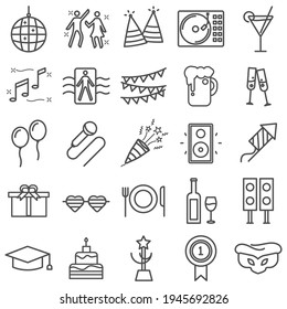 Set of party line icon. Simple trendy celebrate outline symbol concept. Isolated vector 320x320 pixels illustration.
