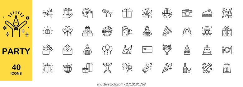 Conjunto de icono de línea de partido - Ilustración vectorial