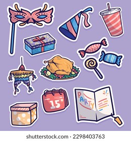 Set of Party Objects Illustration Set