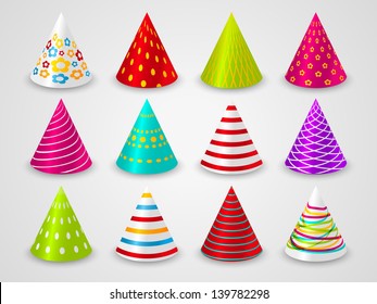 Set of party paper hats