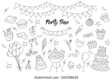 Set of Party Vector Line on white 