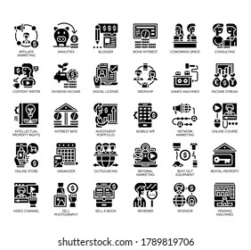 Set of passive income thin line and pixel perfect icons for any web and app project. 