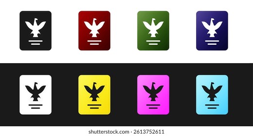 Set Passport with biometric data icon isolated on black and white background. Identification Document.  Vector