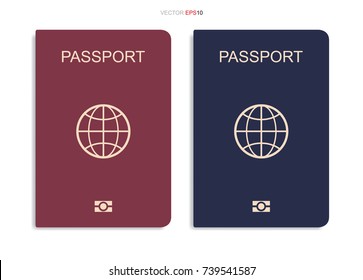 Set of passport isolated on white background. Vector illustration.