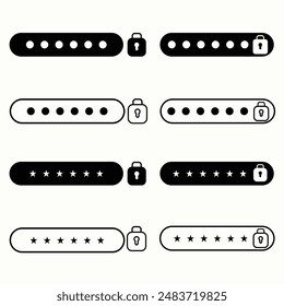 set of password icons, password lock in vector