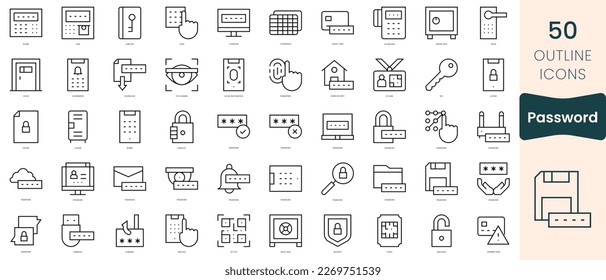 Set of password icons. Thin linear style icons Pack. Vector Illustration