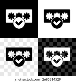 Establezca la protección de la Contraseña y el icono del acceso de la seguridad aislado en blanco y negro, fondo transparente. Seguridad, seguridad, protección, concepto de privacidad.  Vector