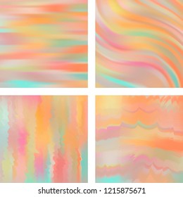 Set with pastel abstract blurred backgrounds. Vector illustration. Modern geometrical backdrop. Abstract template.
