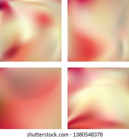 Set with pastel abstract blurred backgrounds. Vector illustration. Modern geometrical backdrop. Abstract template.