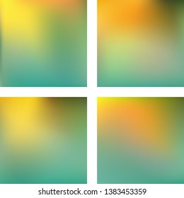 Set with pastel abstract blurred backgrounds. Vector illustration. Modern geometrical backdrop. Abstract template. Yellow, green colors.