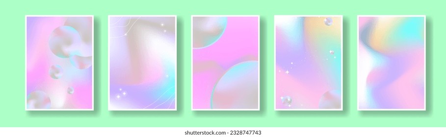 Set of Pastel abstract gradient posters in liquid and modern concept with white frame . Editable Vector Illustration. EPS 10.