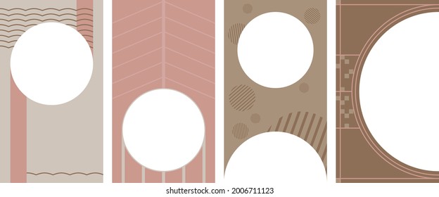 Conjunto de fondo vertical abstracto pastel en un estilo. Antecedentes para aplicaciones móviles e historias de estilo minimalista.