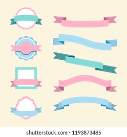 Set of pastel badge design vectors