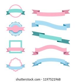 Set of pastel badge design vectors