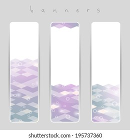 Set of pastel banners with geometric texture.