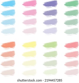 set of pastel brush stroke creative lines palette samples