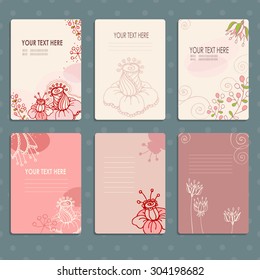 Set pastel cards. They can be used as invitations, business cards, postcards