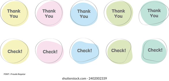 Set of pastel color circle frames. Vector illustration isolated on a transparent background. Includes 10 frames.