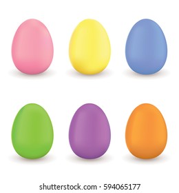 Set of pastel color Easter eggs on a white background.Vector illustration