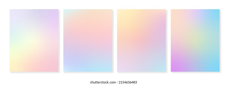 Set of pastel color gradient backgrounds. For covers, wallpapers, branding, social media and other projects. Vector, can be used for printing.