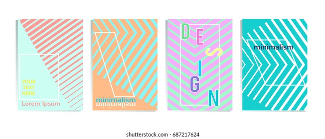 Set pastel color minimal halftone covers. Abstract geometric background. Design dynamic banners. Vector illustration eps 10.
