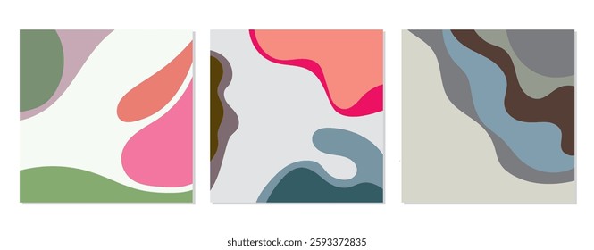 SET PASTEL COLOR. POSTER BACKGORUND WITH AESTHETIC HAND DRAWN ORGANIC SHAPES  DESIGN VECTOR TEMPLATE GOOD FOR POSTER, WALLPAPER, COVER, FRAME, FLYER, SOCIAL MEDIA, GREETING CARD