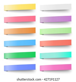 Set of pastel color sticky notes, stickers isolated on white background