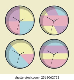 Set of pastel color Wall Clock Vector