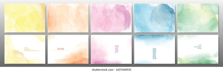 Set of pastel color watercolor background. Template design for banner, poster, card, brochure.