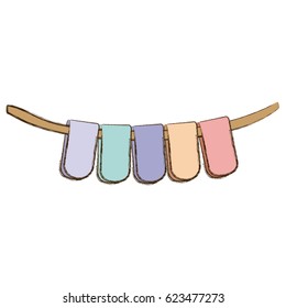 set of pastel colored flags in a rope for decoration vector illustration