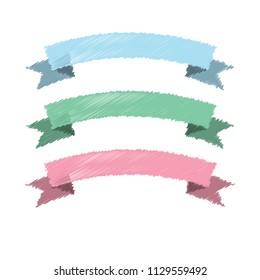 Set of pastel colored ribbon banners