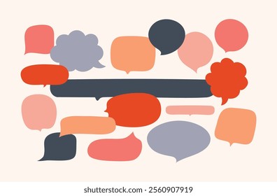 A set of pastel colored speech bubbles isolated on neutral backgrounds. Perfect for comic, stickers, posters, badges, label