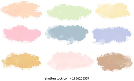 Set of pastel colorful watercolor brush isolate on white, vector.