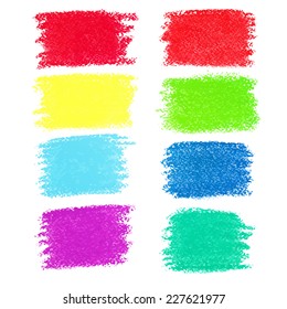 Set of pastel crayon spots, isolated on white background