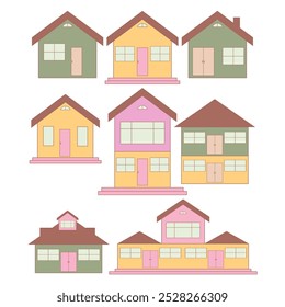Set of pastel cute simple home