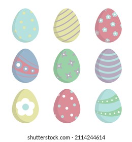 Set of pastel Easter eggs. For greeting cards, posters, invitations, digital projects. Festive Easter elements for design.