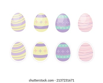 Set of Pastel Easter Eggs Illustration Vector