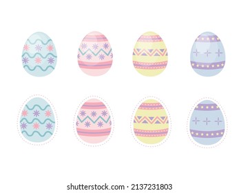 Set of Pastel Easter Eggs Illustration Vector