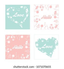 Set of pastel floral cards