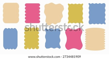 Set of pastel free form , zig zag frame, groovy graphic design border, vector element, modern rough style