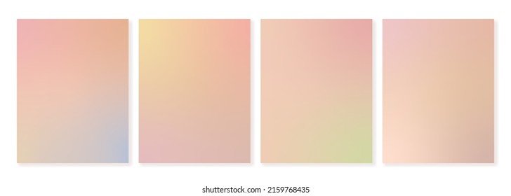 Set of pastel gradient backgrounds in warm colors with soft transitions. For covers, wallpapers, branding, social media and other projects. For web and print.