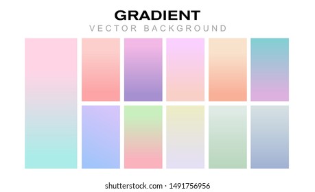 Set of pastel gradient colorful backgrounds. Modern display themes. Template design for mobile vector