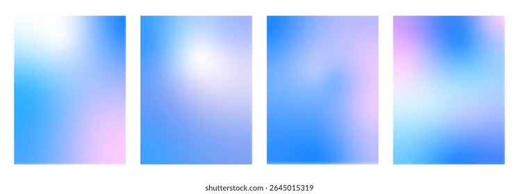 Set of pastel gradients backgrounds. Vertical winter sky soft textures. Christmas beauty abstract prints. Minimal multi colors gradation posters backdrops. Vector soft water collection illustration.